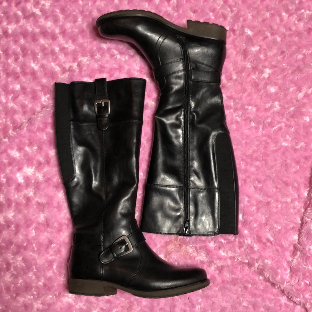 Euc knee high biker boots moto boots size 7.5